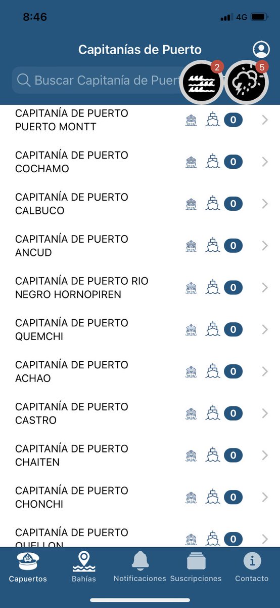 Algún problema con la app SITPORT @DGTM_Chile , todos los puertos abiertos y malas condiciones de tiempo