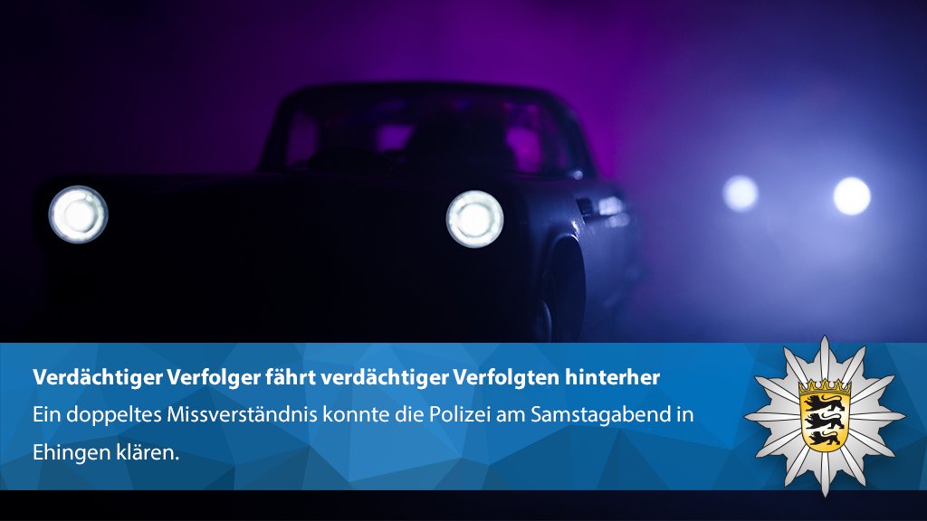 PolizeiUL's tweet photo. Notruf 1: Frau meldet, dass sie von einem Auto auf der #B465 verfolgt wird
#Notruf 2: Mann meldet, dass ein verdächtiges Auto (B465) vor ihm flüchtet
Bei der Kontrolle stellte sich dann heraus, dass sich beide der verdächtigen Fahrweise beschuldigten. ⬇️
https://t.co/b4Qe0DiJOU https://t.co/0KFyb49IGo