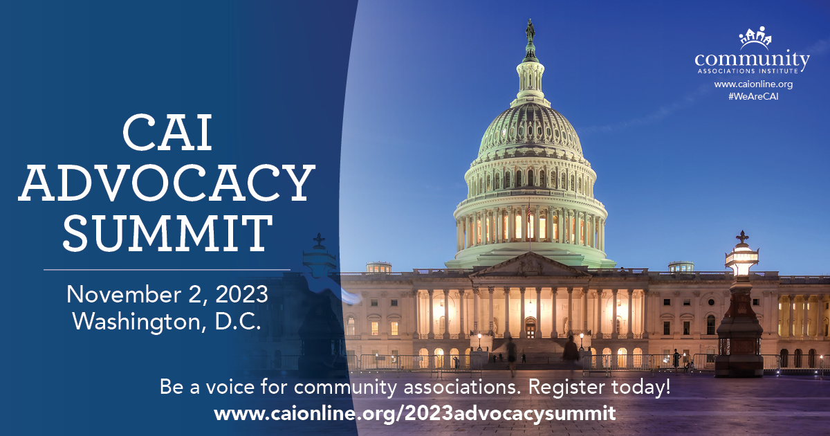 Just Announced: <a href="/CAIsocial/">Community Associations Institute</a>’s 2023 Annual Advocacy Summit! We’ll be in-person for the first time in 3 years on #CapitolHill to meet with legislators about the community association housing model. Will you be there? caionline.org/2023advocacysu… #WeAreCAI #HOA #Condo