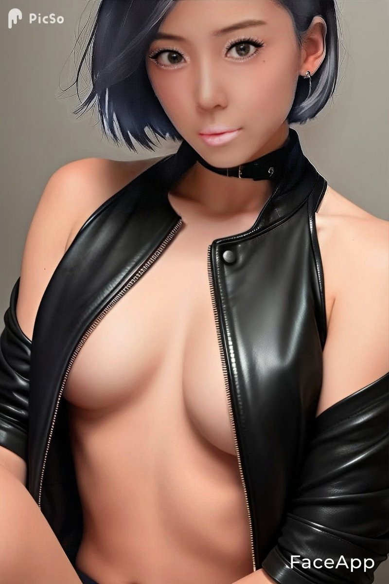 ikemeso1582's tweet image. 何か今日はレザージャケット?着させた前パッカンだな…🤣
そしてAIさんM字開脚好きなのかな…🥹？(M字開脚のことはもちろん書いていない🤣)
#PicSo #AI美女 #faceapp