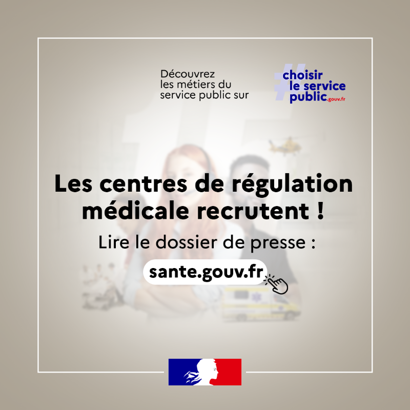 Sante_Gouv's tweet photo. #Le15Recrute | 📣 Les centres de régulation médicale recrutent !

Le ministère lance une campagne de valorisation du métier d'assistant de régulation médicale à la demande de @frcsbraun.

Objectif : mettre en lumière leur rôle essentiel ✅

#ChoisirLeServicePublic