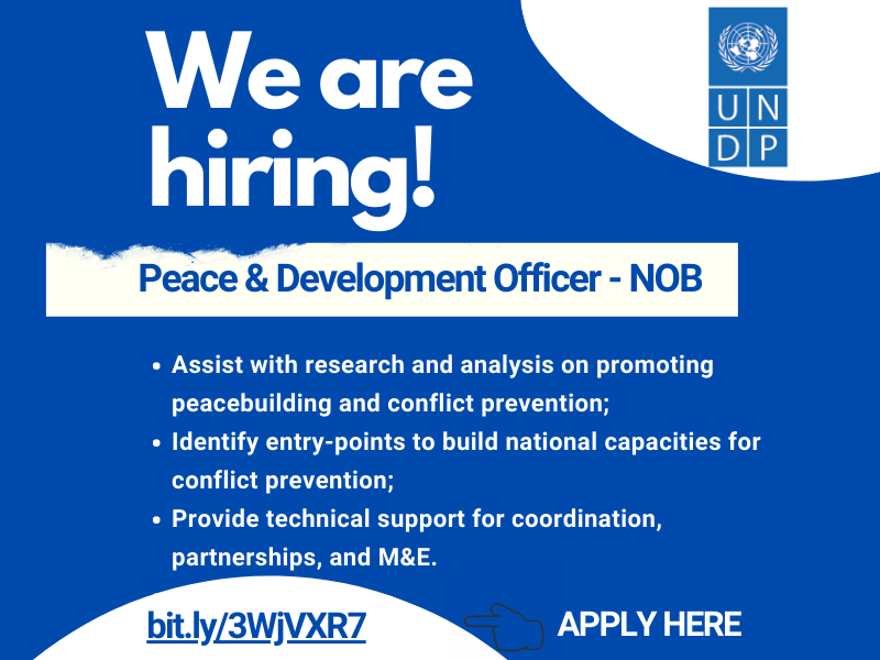 UNinGhana's tweet photo. 📢Do you have what it takes to help bridge the gap between political engagement and development assistance in pursuit of preventing conflict and sustaining peace?

📢Come and join our Peace and Development team. 👉https://t.co/d1YU1i9F6b https://t.co/Kpyhnv5rol