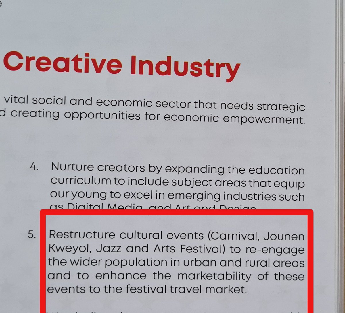 maundylewis's tweet photo. "You The People" 2021
Section: Arts, Culture and Creative Industry, page 13 

Promise made ✅️
Promise delivered ✅️

#PuttingPeopleFirst https://t.co/NNcwHk0EbK