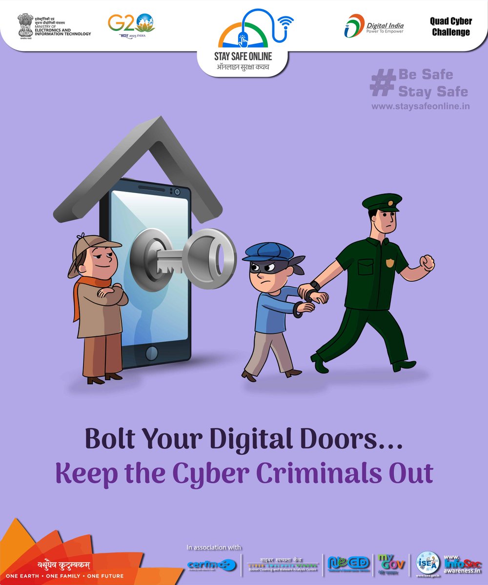 🚪🔐 
#staysafeonline #g20india #g20dewg #g20org #g20summit #besafe #staysafe #ssoindia #meity #mygovindia #india #QUAD #Quad2023 #QuadCyberCampaign #QuadCyberChallenge #InternationalDayOfFamilies #RightsForAll #Human_Rights #SEED #YouTube_Channel #कबीर_साहेब #GodMorningMonday