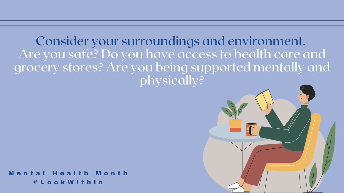 EDCoalition's tweet image. During #MentalHealthMonth, it is important to bring attention &amp;amp; consideration to your surroundings &amp;amp; environment. 

Are you safe? Do you have access to #healthcare &amp;amp; grocery stores? Are you being supported mentally &amp;amp; physically? 

#LookWithin @MentalHealthAm @EDCoalition