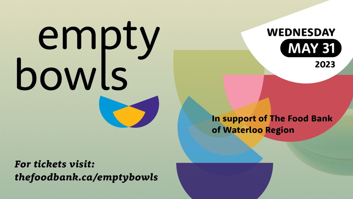 On May 31, join @FoodBankWatReg and #Laurier for the 25th annual Empty Bowls event. Tickets are on sale now!  

🎟  thefoodbank.ca/emptybowls
📍 Lazaridis Hall, @LazaridisSchool 
⏰ 11:30 a.m. & 5 p.m. seating

#FeedWR #event #EmptyBowls #endhunger