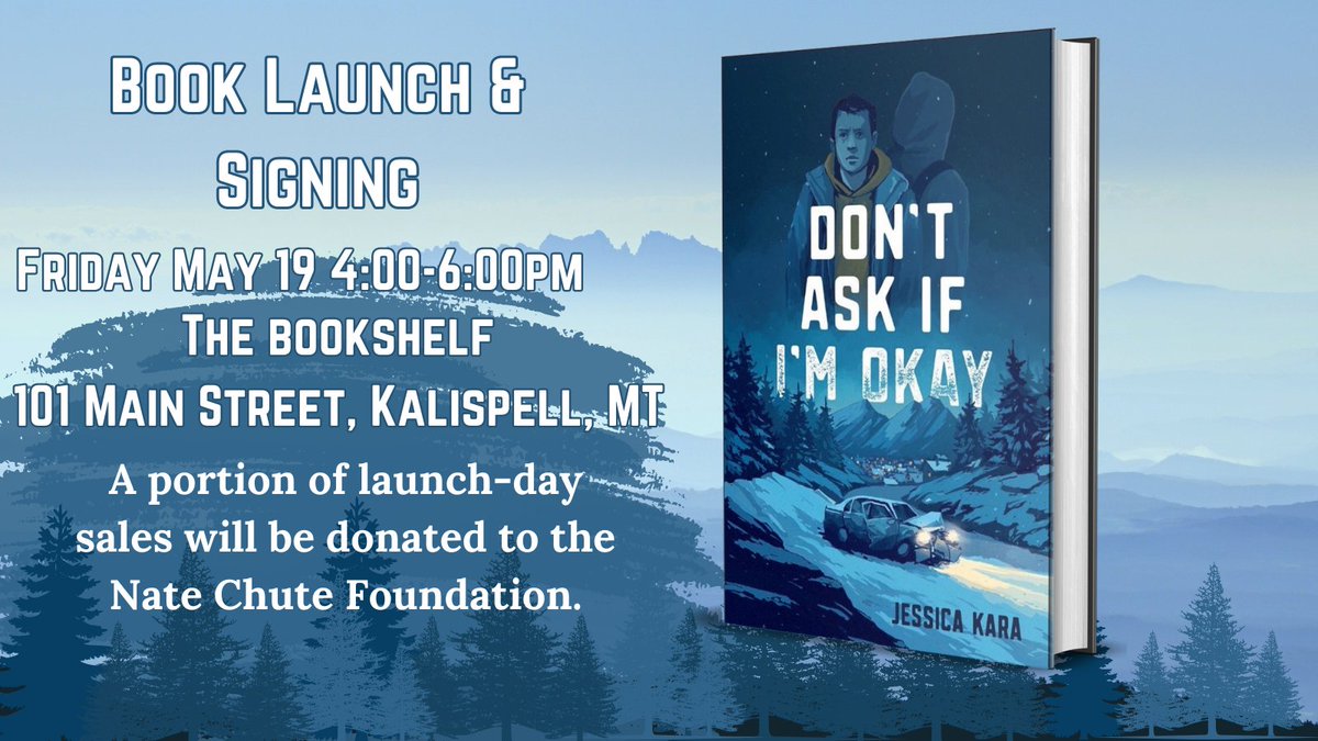 LOCAL FRIENDS! This is the week! Hope you can come celebrate with me this Friday🤩🎉🎉🎉
Book Launch &amp; Signing
Friday May 19, 4:00-6:00pm
The Bookshelf, 101 S. Main Street, Kalispell, MT. 
A portion of the launch day sales will be donated to the Nate Chute Foundation.
