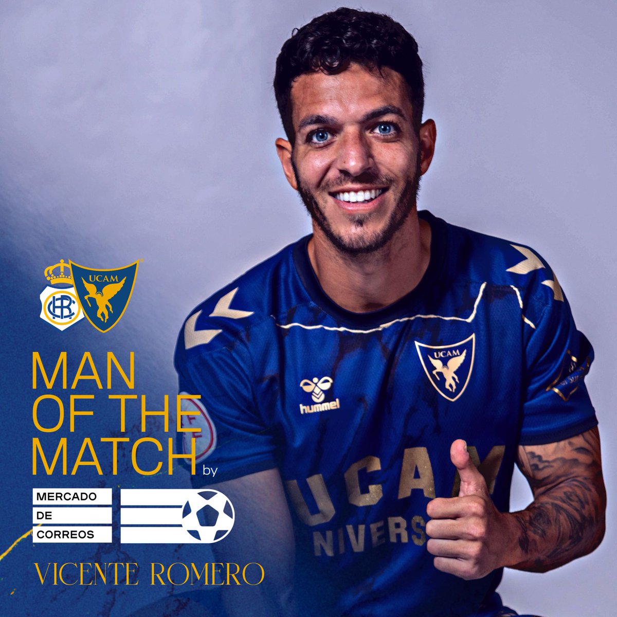 UCAM Murcia CF (@ucammurciacf) on Twitter photo 🔝 <a href="/VicenteMhr89/">Vicente Romero</a> se convierte en el 𝑀𝑎𝑛 𝑜𝑓 𝑡ℎ𝑒 𝑀𝑎𝑡𝑐ℎ 𝑏𝑦 𝑀𝑒𝑟𝑐𝑎𝑑𝑜 𝑑𝑒 𝐶𝑜𝑟𝑟𝑒𝑜𝑠 del #RecreUCAMMurcia. 🔝 <a href="/VicenteMhr89/">Vicente Romero</a> se convierte en el 𝑀𝑎𝑛 𝑜𝑓 𝑡ℎ𝑒 𝑀𝑎𝑡𝑐ℎ 𝑏𝑦 𝑀𝑒𝑟𝑐𝑎𝑑𝑜 𝑑𝑒 𝐶𝑜𝑟𝑟𝑒𝑜𝑠 del #RecreUCAMMurcia.