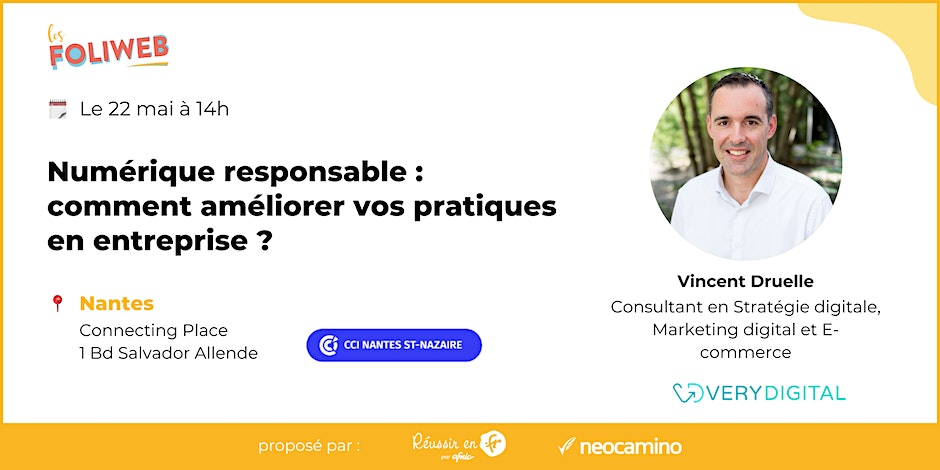 [#Numérique] Nouvel atelier <a href="/Foliweb/">Les Foliweb</a> consacré au Numérique Responsable 📢
🗓️ 22 mai 14h00
📍 Connecting Place
✅Le numérique responsable, c'est quoi ? 
✅ Bonnes pratiques 
✅ La protection des consommateurs 

🌐 Gratuit, sur inscription 👉bit.ly/3O8wp78