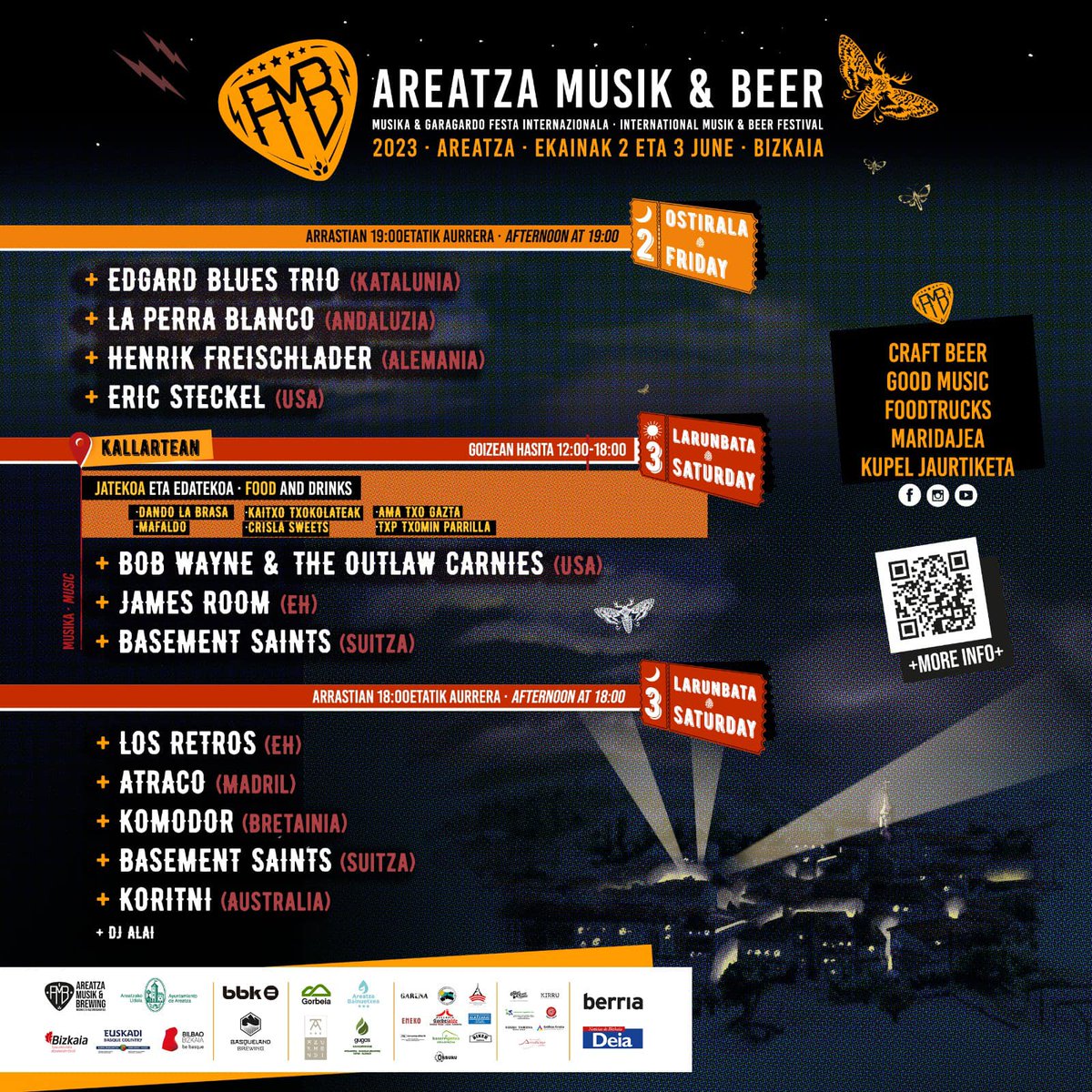 El 2 y 3 de junio será la nueva edición del Areatza Musik &amp; Beer con bandas tanto locales, como nacionales como internacionales. <a href="/outlawcarnies/">Bob Wayne</a>  o <a href="/JamesRoomMusic/">James Room</a> serán alguna de la bandas que actúen en el festival gratuito.
bit.ly/42VFRPz