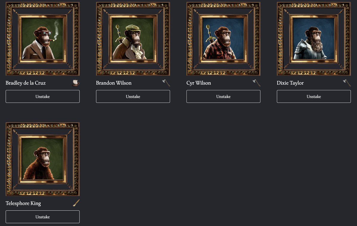 I did a thing. All 5 apes in level 7 frames. @the_ape_society #theapesociety