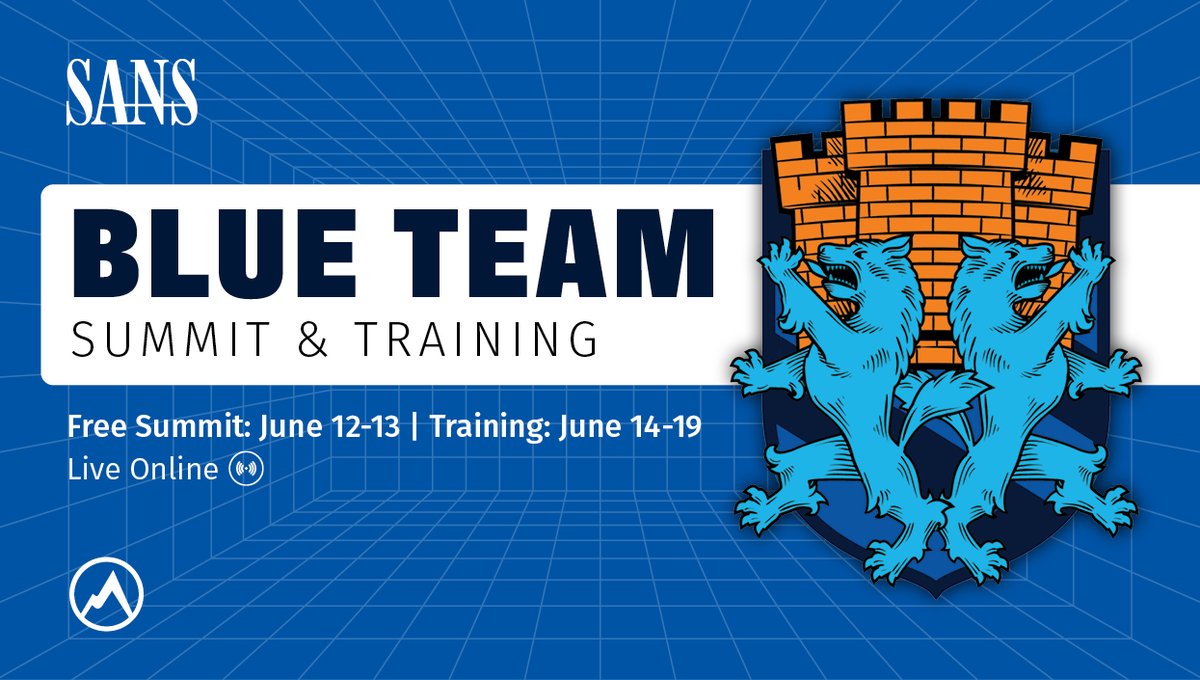 The SANS #BlueTeamSummit brings together #InfoSec professionals on the front line of defending an organization's critical assets and systems against attacks and threats from adversaries.

Join us Live Online for FREE June 12-13!

➡️ Register here: sans.org/u/1paL