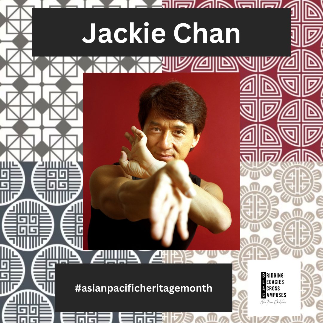 Jackie Chan: A Hong Kong actor, martial artist, film director, and producer known for his acrobatic fighting style and comedic timing. He has starred in numerous successful action-comedy films and has gained international recognition.

#asianpacificheritagemonth