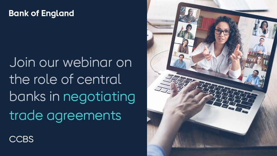 bankofengland's tweet photo. Our Centre for Central Banking Studies (CCBS) will deliver a webinar for central bankers and financial regulators covering the role of central banks in negotiating trade agreements.

Wednesday 24 May 2023. 

Find out more and register here: https://t.co/SwWBq2GDIb https://t.co/xeWNP5u3kE