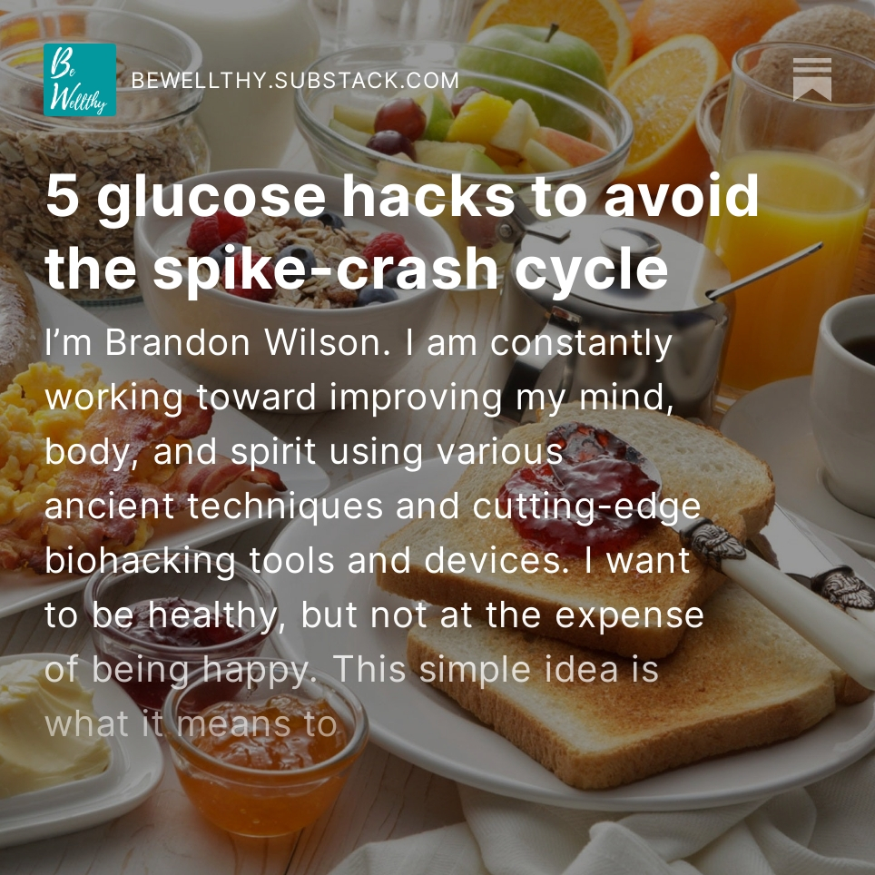 be_wellthy's tweet photo. Keeping your glucose under control is important even if you are metabolically healthy. In this week's #BeWellthy newsletter, I share 5 hacks to avoid the spike-crash cycle. Read it at Be Wellthy on Substack. https://t.co/uHByTf0ch7