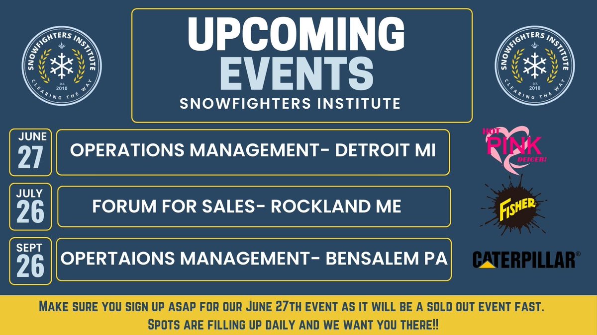 Snowfighters1's tweet photo. Be sure to register for our upcoming Snowfighters events. They are filling up fast, and our next one is almost sold out!!! Sing up today through this link to secure yourself and your partners a spot!!
-
https://t.co/QNDhyexfpC https://t.co/Zq57tyB4Gj