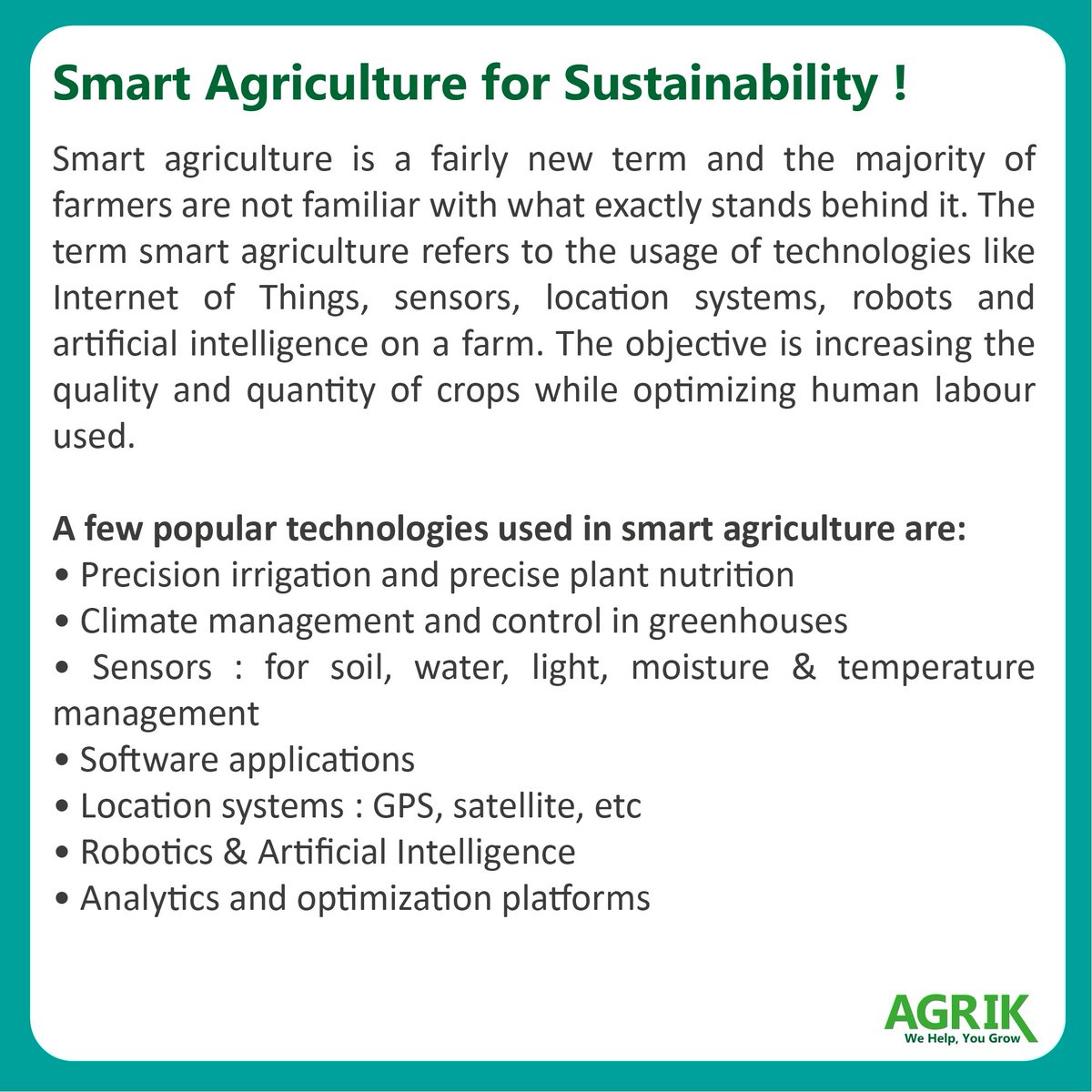 agrik_'s tweet photo. Smart Agriculture is future of Agriculture
#SmartAgriculture
#Agrik https://t.co/Q8InYt1Ose