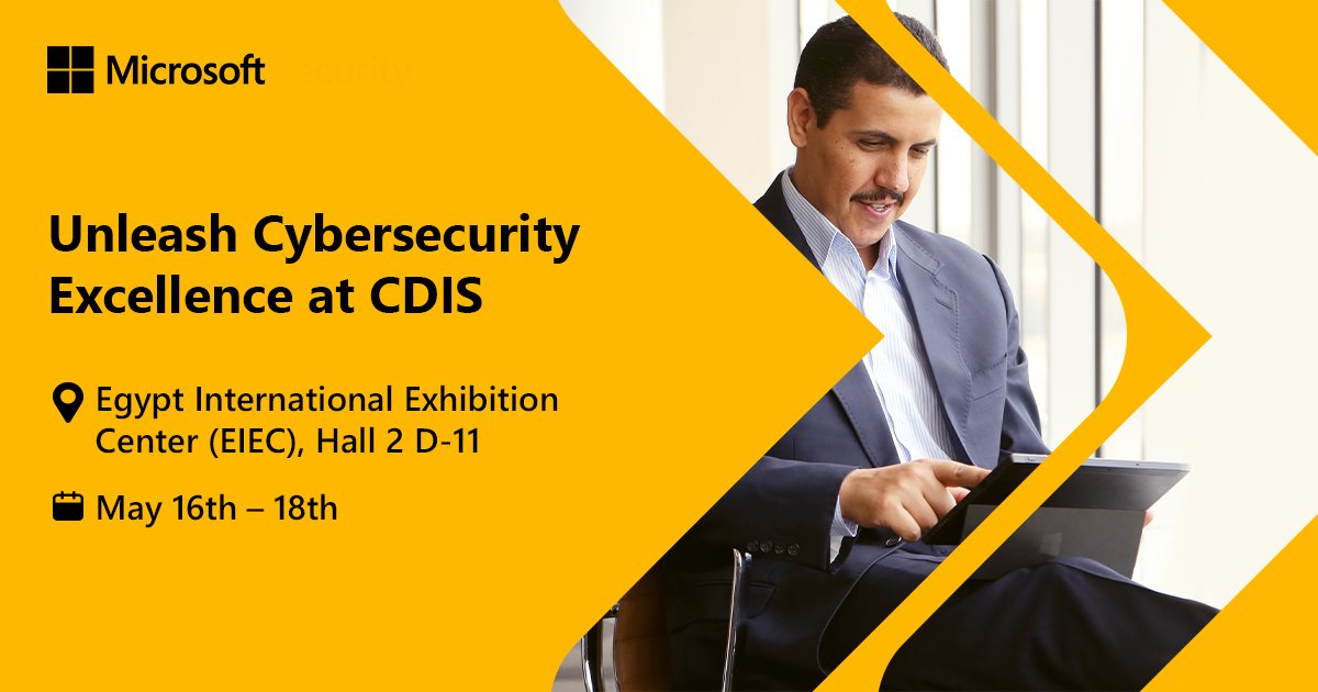 MicrosoftEgypt's tweet image. 🔒 Microsoft is honored to participate as Platinum Sponsor during #CDIS.

Join us at our booth to explore cutting-edge solutions for the future of cybersecurity, hear from top-notch speakers, and connect with our experts. 

See you there! 👋🏽

#DataIntelligence #MicrosoftEgypt