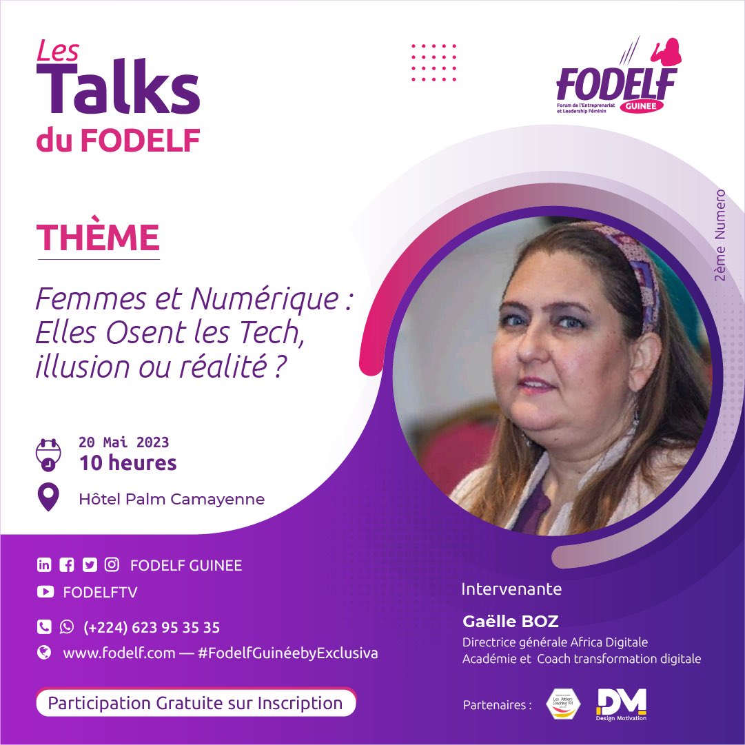 💡𝗢𝗦𝗘𝗥 𝗟𝗘𝗦 𝗧𝗘𝗖𝗛𝗦 : 𝗜𝗟𝗟𝗨𝗦𝗜𝗢𝗡𝗦 𝗢𝗨 𝗥𝗘́𝗔𝗟𝗜𝗧𝗘́ 𝗣𝗢𝗨𝗥 𝗟𝗘𝗦 𝗙𝗘𝗠𝗠𝗘𝗦 ?
👉🏼Rejoignez-nous pour le 2ème numéro "Des Talks du FODELF" 𝗹𝗲 𝟮𝟬 𝗺𝗮𝗶
👉🏼 forms.gle/KuQTP5XQwf9dEP…

#FodelfG   #entrepreneuriat #numerique #technologie <a href="/GaelleBoz/">Gaëlle Boz 🇬🇳🇫🇷</a>