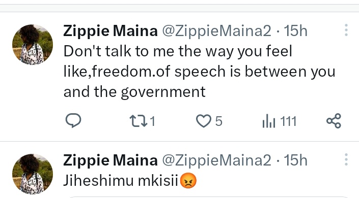 KylePhiloz's tweet photo. @ZippieMaina2 Jiheshimu mkalee 😡 https://t.co/we8OlRT5cE