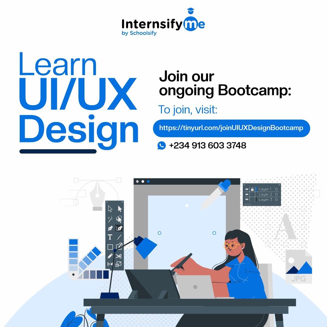 schoolsify's tweet image. We are in the third week of our uiux Bootcamp!

Exciting learning opportunity for anyone looking to start a career in uiux design. 

To join the ongoing Bootcamp, click bit.ly/uiuxdesign_boo… to register.

#uiuxtraining #uiuxbootcamp #uiuxtips