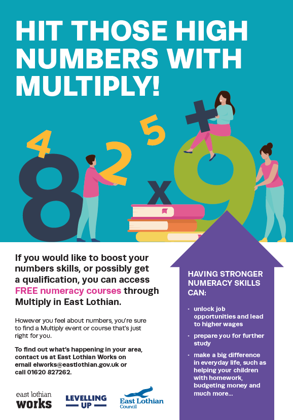 Did you know that you can access FREE numeracy courses in East Lothian? If you'd like to improve your numbers skills, or possibly get a qualification, take a look at the information below, and get in touch!