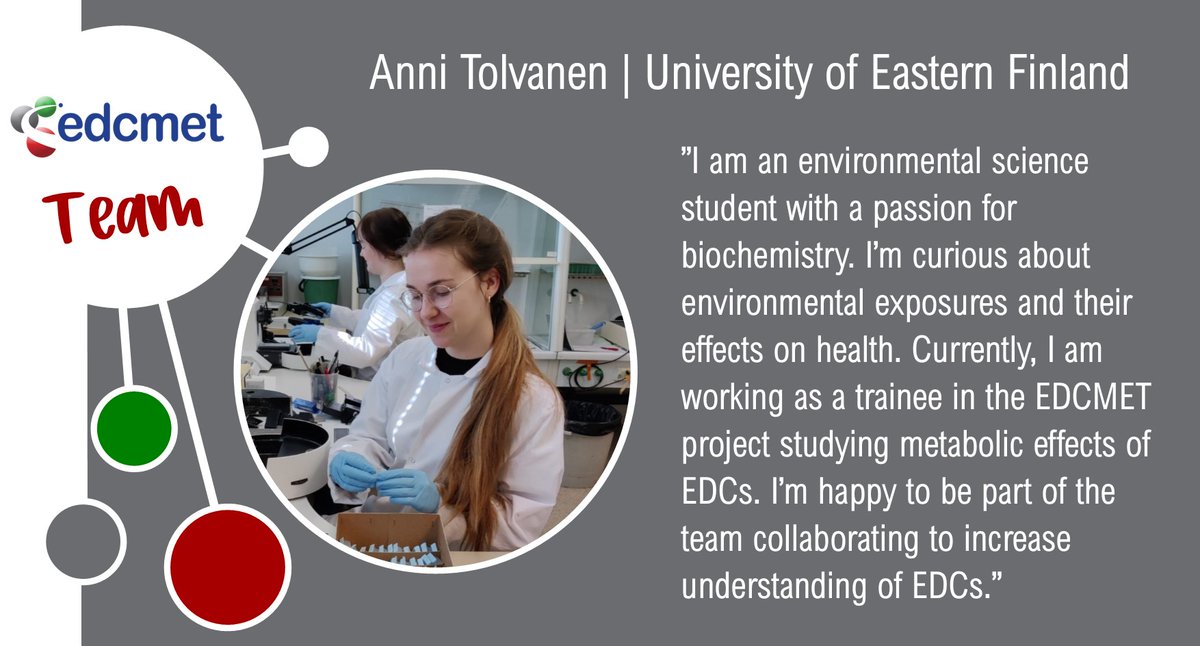 Students and trainees are the researchers and scientists of the future! It is a pleasure to have talented young people involved in the EDCMET project. At the moment, at <a href="/UniEastFinland/">University of Eastern Finland</a>, we have Anni Tolvanen working in the #EDCMETteam.👩🏼‍🔬#EDCs #metabolicdisruptors #H2020 <a href="/EU_H2020/">Horizon 2020</a>