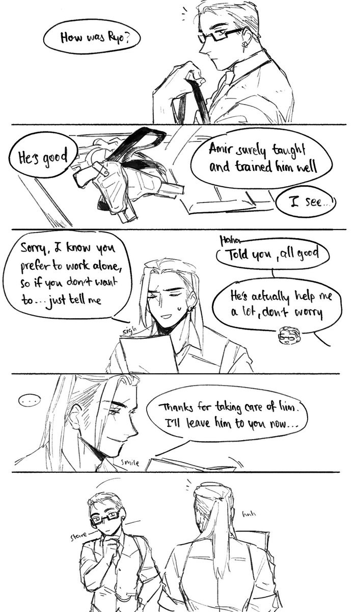 (Sketch) "Don't compare him with that brat…"

Sova is so grateful that Yoru is a good kid, not like Phoenix, his troublemaker😂 