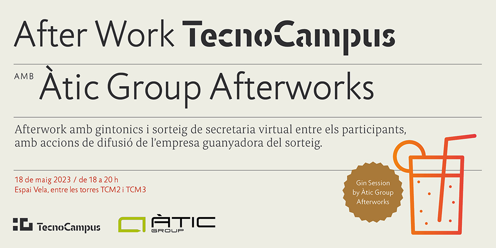 AreaEmpresa's tweet photo. 📢Demà #AfterWorkTecnoCampus juntament amb @AticCoworkingBC🤝

🔝Vine a la #GinSession🍸 i participa en el #sorteig de servei de secretaria #virtual

🫂 Ens acompanyaran #estudiants internacionals del #programa per conèixer l'#ecosistema d'#startups

Us hi esperem a les 18 h!🥰 https://t.co/CAcR7kF5nw
