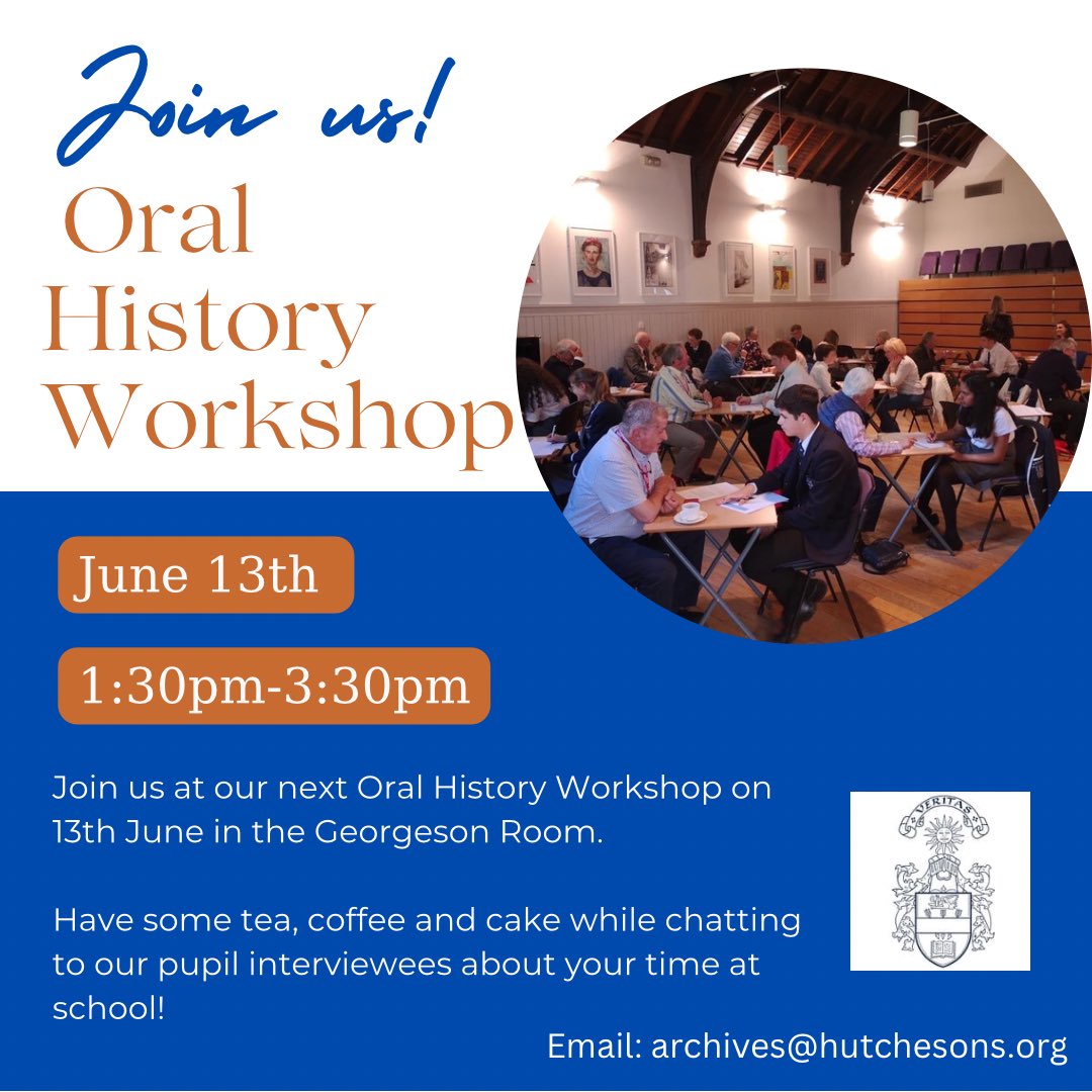 🚨 Only TWO 🚨places left for this popular annual event on 13th June from 1:30-3:30pm. Current pupils will informally interview former pupils about their time at school. Please contact the archive or alumni offices to secure your place! We’d love to see you! #HutchieHistory