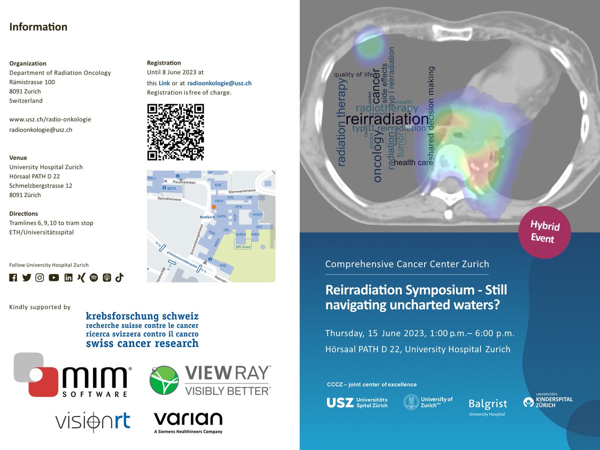 RadOncUSZ's tweet photo. 30 days to go! Join us live in Zurich @Unispital_USZ on June 15: 

👉Farewell Symposium for Prof. Dr. Stephan Bodis
https://t.co/ZLUX1b3BsZ
👉Reirradiation Symposium https://t.co/xlRRsD1x2y

Don't forget to register for this exciting, international day @RadOncUSZ @CCCZ_USZ ! https://t.co/6dYvI07n7j