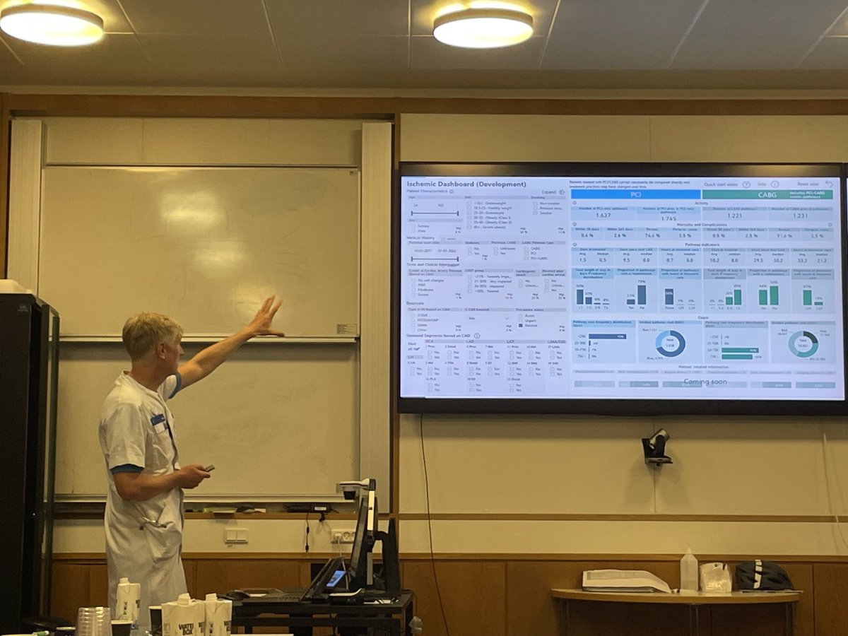 KedarMate's tweet image. Hard to see this but @Rigshospitalet cardiology is using their own data from >20,000 cardiac revascularizations to guide clinical decision making in near real time. Fascinating and powerful clinical #learningsystem #quality2023 #copenhagen