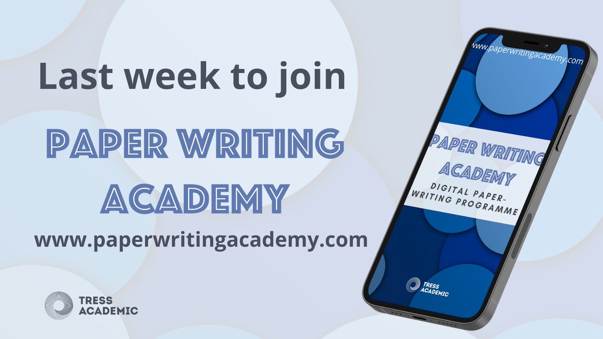 TressAcademic's tweet image. No stress: You still have the entire week to register for #PaperWritingAcademy and get your paper writing started. Don't miss it:

bit.ly/-PWA 

#academicwriting #researchwriting #phd #phdlife #phdjourney #acwri