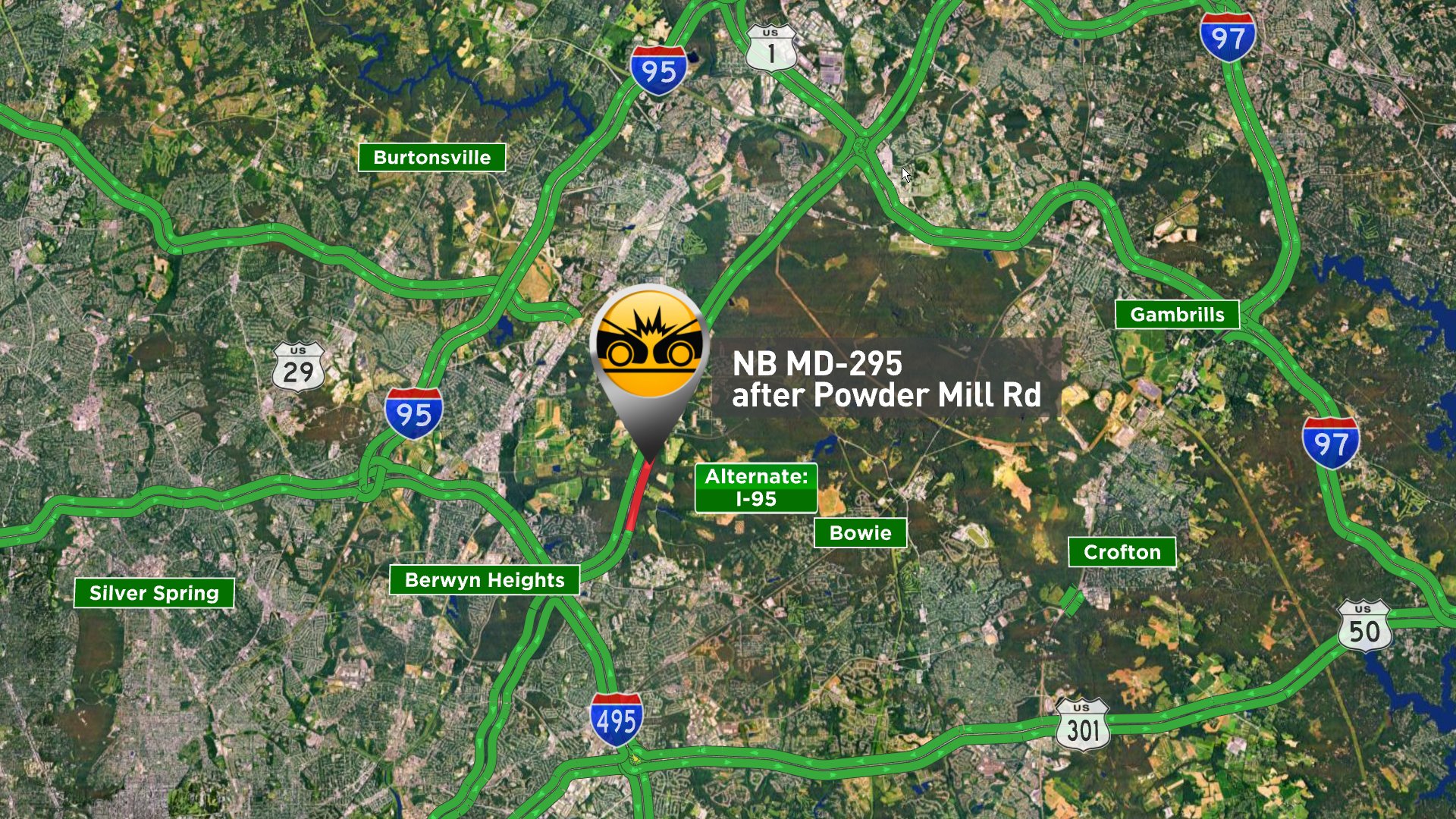 Kristy Breslin on Twitter "Crash NB MD295 after Powder Mill Rd WJZ