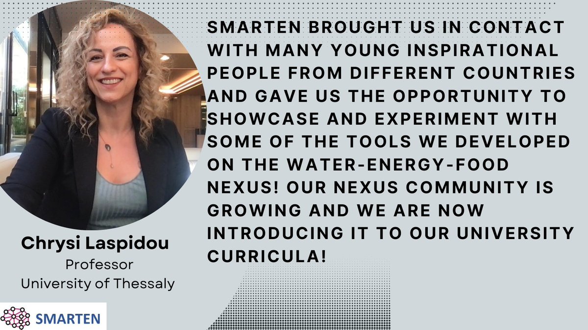 As SMARTEN draws to a close this June, we're thrilled to present insights from our partners on the benefits of this <a href="/EUErasmusPlus/">Erasmus+</a> project that aims to promote #water #education through #seriousgames and #digital readiness.  
Read the feedback of <a href="/CLaspidou/">Chrysi Laspidou</a>  from <a href="/CivEngUTH/">Civil Eng. Dep., University of Thessaly</a>