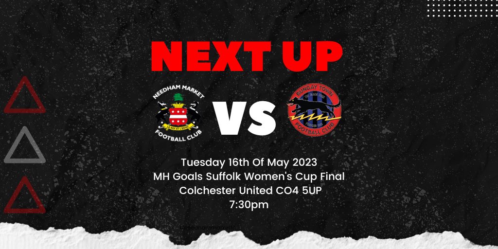 NMFCWomen's tweet photo. ONE DAY TO GO 🔴⚫️🏆

📆   Tuesday 16th Of May 2023

🆚   Bungay Town Ladies  

🏟   Colchester United CO4 5UP

⏱   7:30pm

🏆   Suffolk Women’s Cup Final 

Read Our Preview 👇
https://t.co/HKX4EofrLY

#NMFCWomen https://t.co/k75oezPLFN