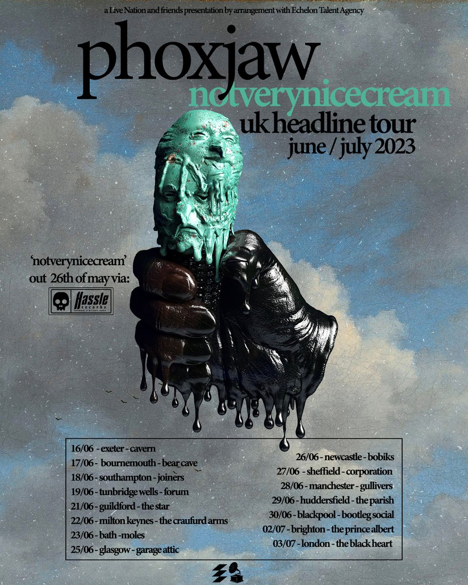 So… we think it's about time we packed up the van, made some jam sandwiches, &amp; took a nice summer holiday to play our new album ‘notverynicecream’!

So unbelievably excited to announce our full UK tour - tickets go on sale Wednesday 17th at 10am! 
phoxjaw.com