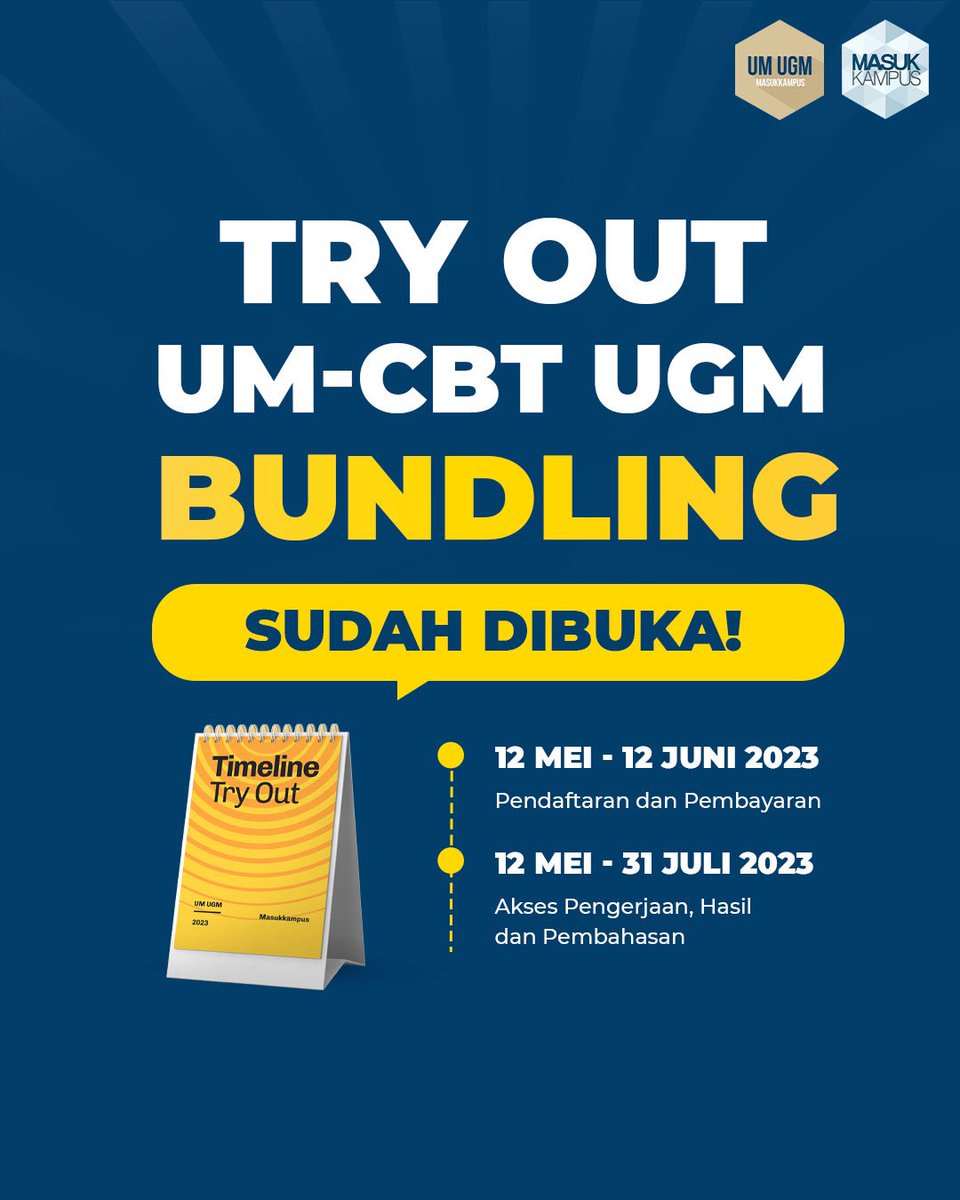masukkampus's tweet photo. Hallo Pejuang UGM, ternyata jeda waktunya gak lama😥

Siapkan diri kamu dengan mengerjakan 8 paket TO UM-CBT UGM sekarang juga. Good Luck!

Info lengkap: 
https://t.co/2mYvHPqfOz

Daftar: https://t.co/SWut0PGc20

#umugm #camabaugm #umugm2023 #ugm #utbk https://t.co/JQiLPbAl8k