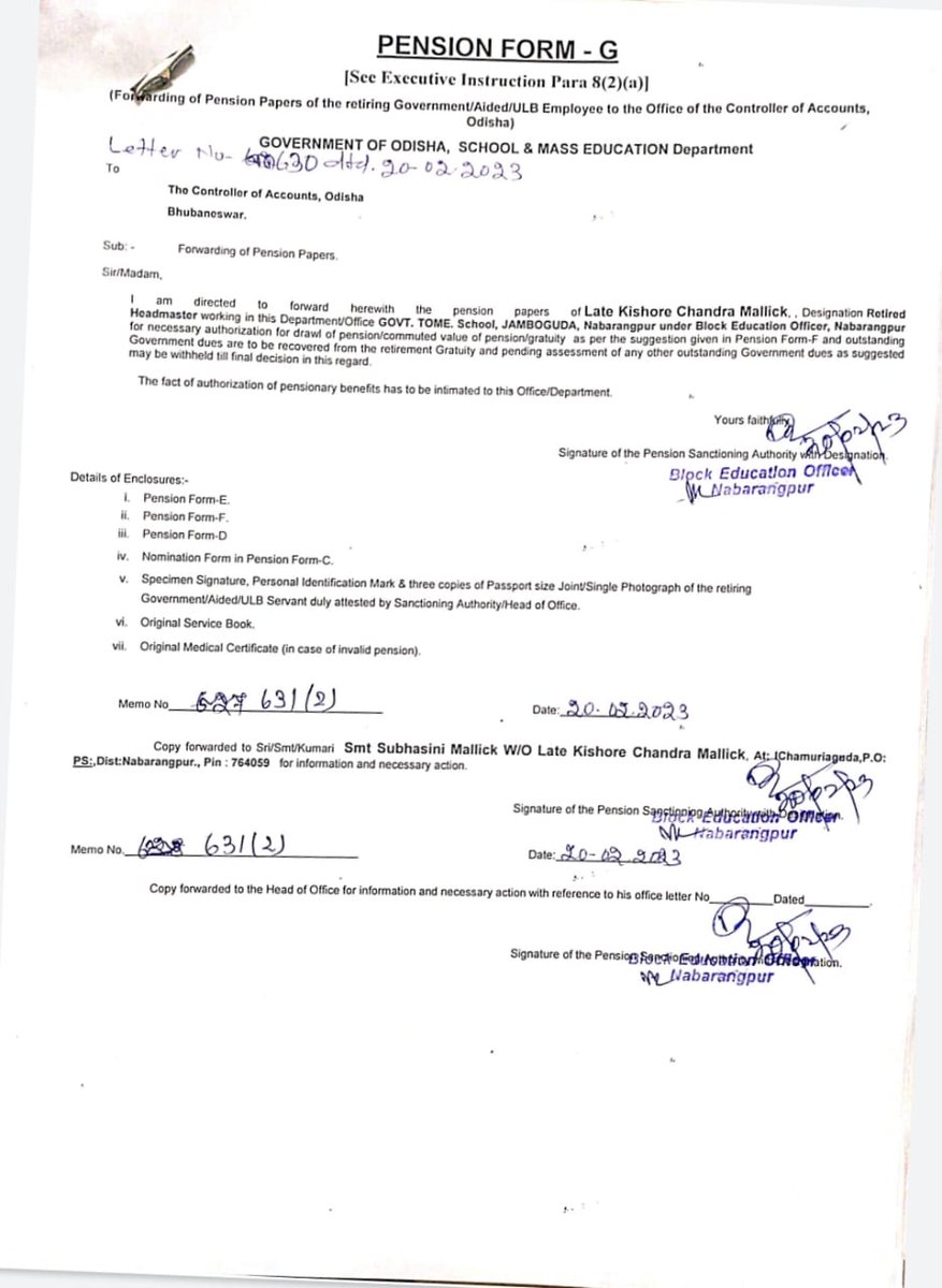 Jitendramallick's tweet photo. The pension papers of my late father Kishore Chandra Mallick (school teacher) still making rounds from district to state even after 2 years of his death &amp; my mother still waiting for finalization
@CMO_Odisha @MoSarkar5T @SMEOdisha @DMnabarangpur https://t.co/BWOtr7a3qA