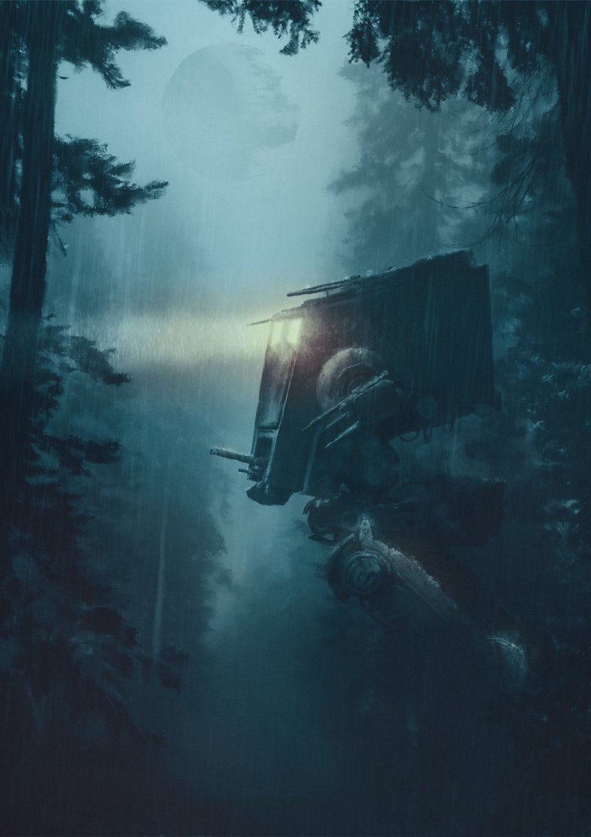 The night shift begins for the AT-ST crew #StarWars #Endor #thatsnomoon