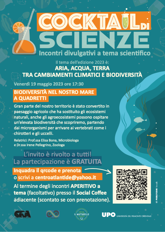 BIODIVERSITÀ NEL NOSTRO MARE A QUADRETTI! Elisa Bona ed
<a href="/IreneSitta/">Irene</a>
. 19 maggio ore 17,30, Vercelli. Evento organizzato dal Centro Ricerche Atlantide e patrocinato da
<a href="/UniAvogadro/">UPO - Università</a>
#zoologia #biodiversità #microbiologia