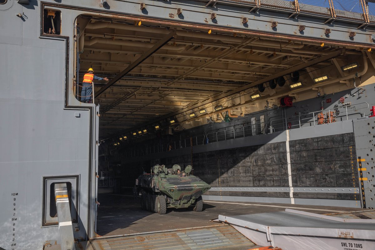 All aboard! The Amphibious Combat Vehicle is loaded up and shipping out ...