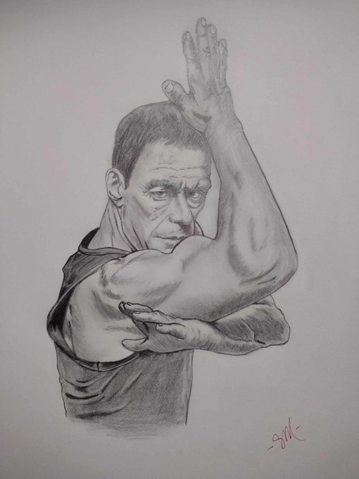 Tonight's drawing. Jean Claude Van Damme.  Thank you Mom for teaching me how to draw. Happy Mother's