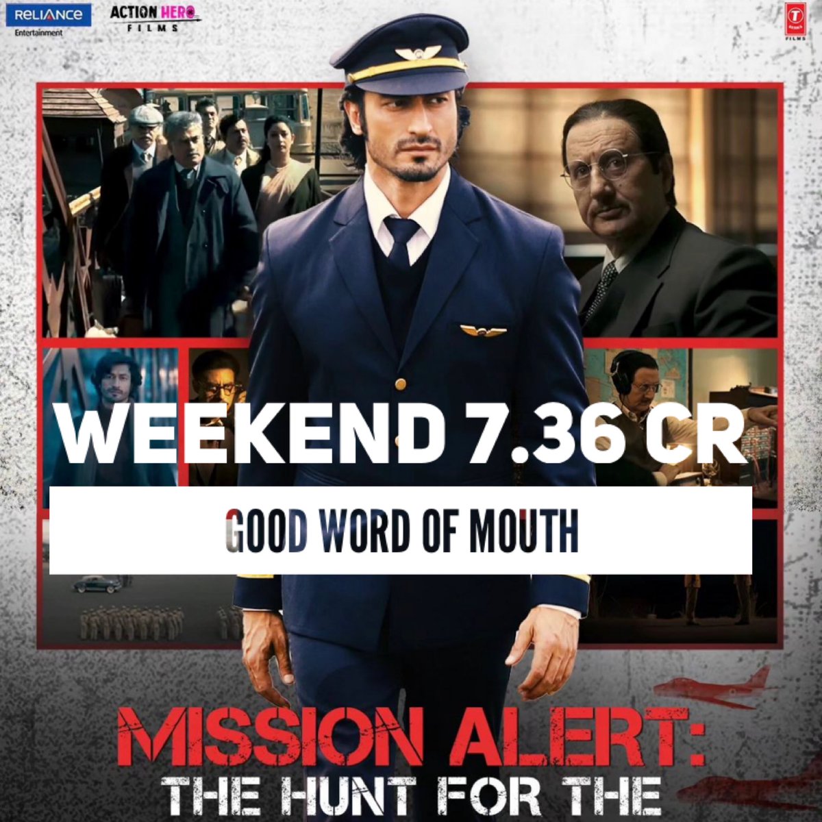 The weekend collection of #VidyutJammwal's #IB71 is proof that good content will surely find its audience. Friday : 1.67 cr. Saturday : 2.51 cr. Sunday : 3.18 cr. Total : 7.36 cr. (India biz.) The spy thriller sees good growth this weekend and the best part is that the word of