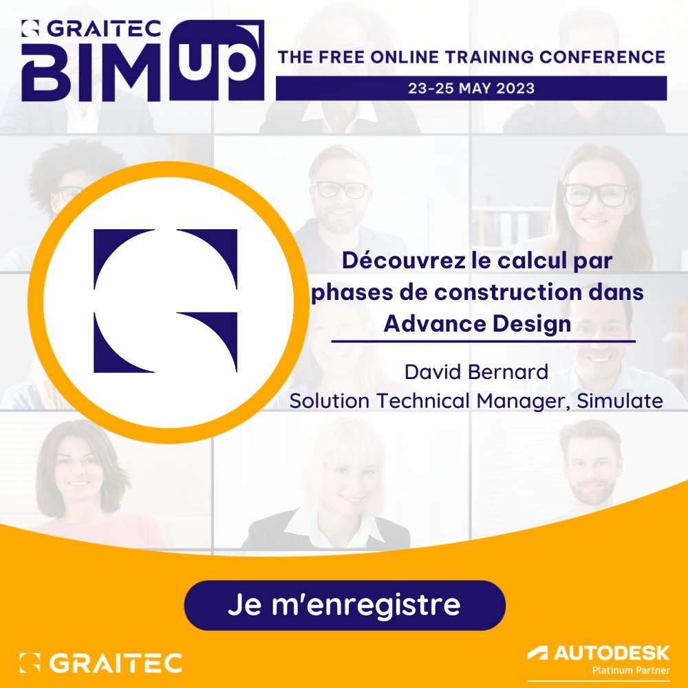 #GraitecBIMup CONFERENCE du 23 au 25 MAI : + 200 sessions gratuites en ligne.
👉Session 📆 Jeudi 25 mai ⌚à 11h00 : Découvrez le calcul par phases de #construction dans #AdvanceDesign 📢En savoir + : bit.ly/40oAjvf
#BIM #Graitec #BureauEtudes "CalculDeStructure