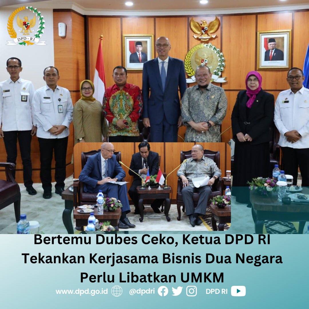 JAKARTA - Ketua DPD RI AA LaNyalla Mahmud Mattalitti menerima kunjungan Duta Besar Republik Ceko Untuk Indonesia Jaroslav Dolecek. 

#humasdpdri #dpdri #kabarsenator

Selengkapnya:

facebook.com/10006489216179…