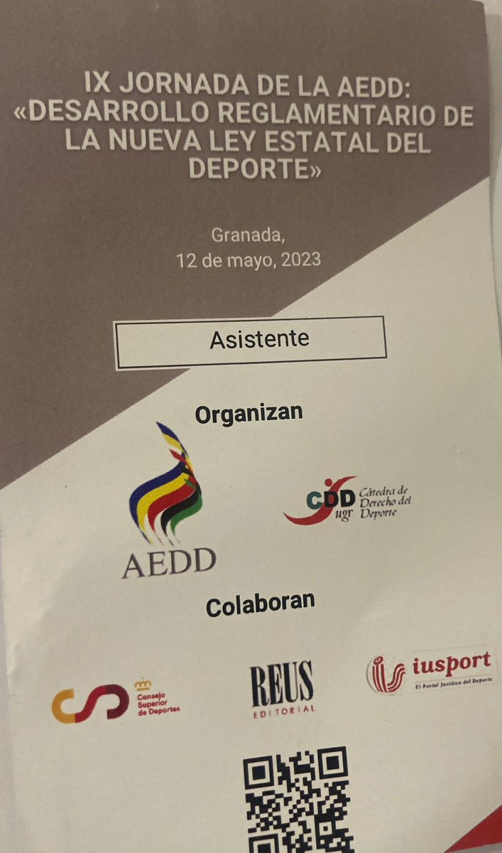 _Agaz's tweet photo. @AEDD1 

El viernes pasado asistimos a las IX Jornadas de la Asociación Española de Derecho Deportivo. 

Con la intervención de nuestro compañero Francisco José Bueno Guerrero.

@_Agaz https://t.co/WKinlq5KdM