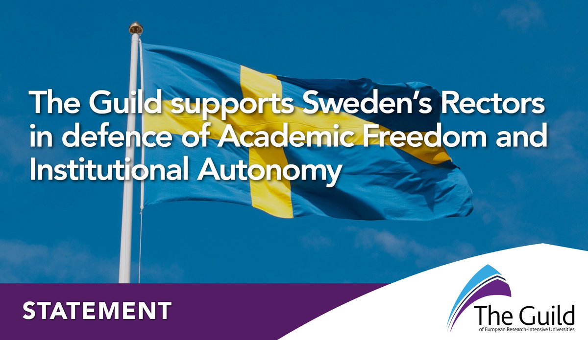 🇸🇪 The Guild fully supports the unanimous protest of Swedish Rectors, against the Swedish government's decision to shorten the terms of office of university Board members. ➡️ bit.ly/3MqSCfz

#Academic freedom and institutional autonomy are fundamental principles in the