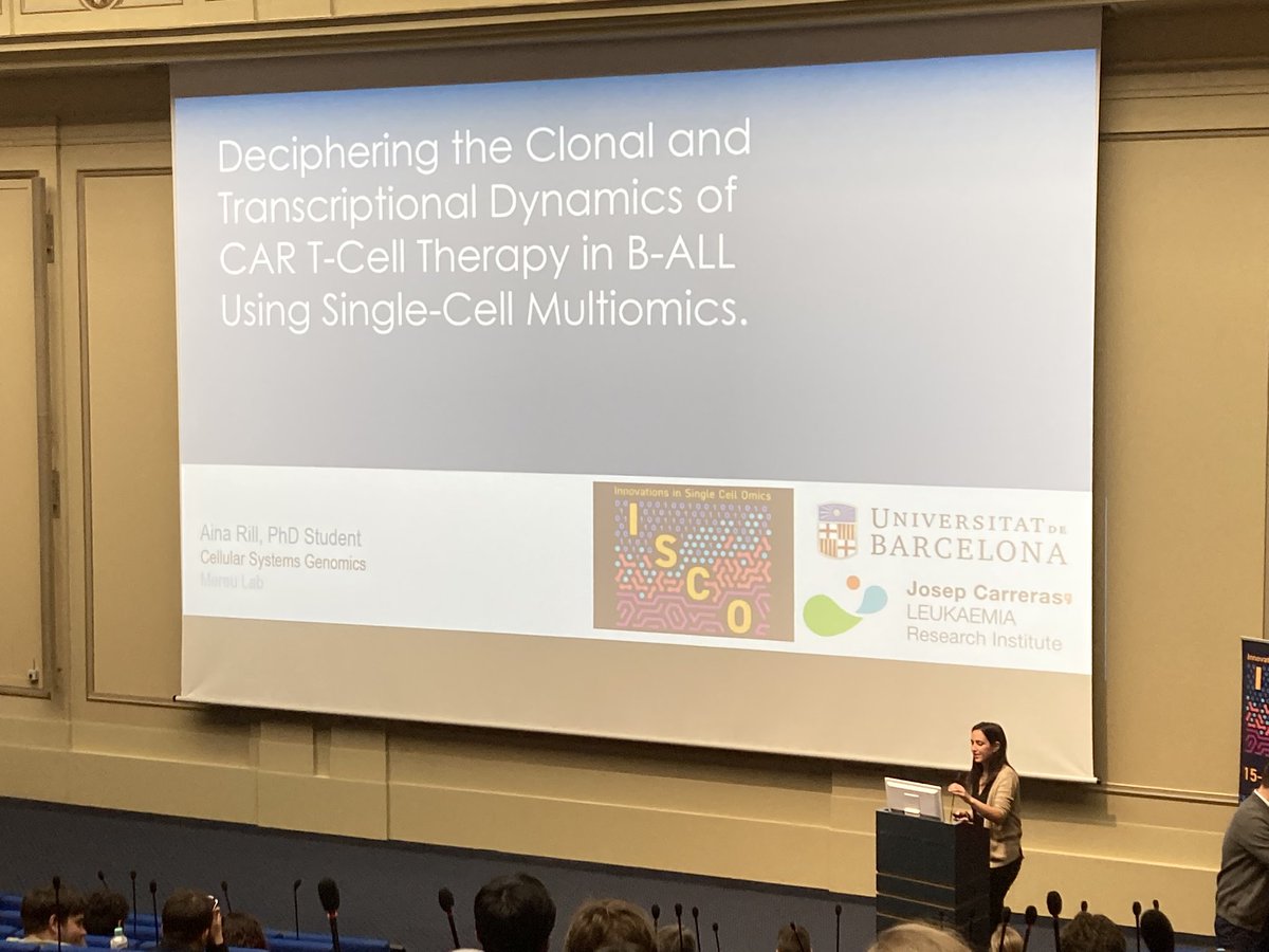 Great presentation of our work in CAR T cell therapy from my first PhD student <a href="/rill_aina/">Aina Rill</a>, who elegantly showed us the power of #singlecell multiomics approaches in tracking immune response to therapy! #imparables with <a href="/Menendez_Lab/">Menendez Lab</a> and <a href="/CarrerasIJC/">Josep Carreras Leukaemia Research Institute (IJC)</a>. #ISCO <a href="/ChariteBerlin/">Charité - Universitätsmedizin Berlin</a>