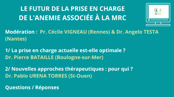 com_SFNDT's tweet photo. Ne manquez pas le prochain webinaire sur #anémie et MRC le 23 mai à 17 h ! 
Les données épidémiologiques sur la prise en charge de l’anémie actuelle des patients MRC montrent que son optimisation est un enjeu thérapeutique.
🆓 Pour s'inscrire en 2 clics : https://t.co/gjXCsRhIyJ https://t.co/jyG7HF2Eh8